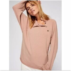 Free People I Can Be Your Pullover Sweatshirt Dusty Rose Tan Size OB814961